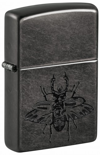 Zapalniczka Zippo w głębokiej czerni z połyskującym czarnym chrabąszczem