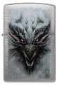 Model Zippo w metalicznym wykończeniu z groźną głową smoka pełną zębów