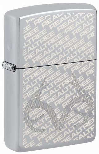 Zapalniczka Zippo w srebrnym kolorze pokryta gęstym wzorem Realtree.