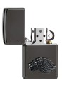 czarna ebonowa zapalniczka Zippo z głową wilkołaka