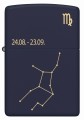 Model Zippo w głębokim granacie ozdobiony symbolem zodiaku Panny.
