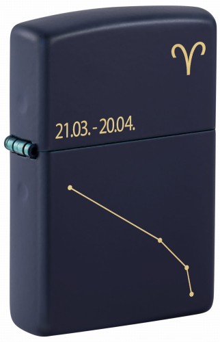 Ciemnogranatowa zapalniczka Zippo z wyrazistym symbolem zodiaku Strzelca.