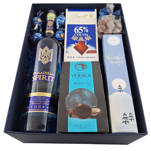 niebieski zestaw upominkowy z wódką Ukrainian Spirit