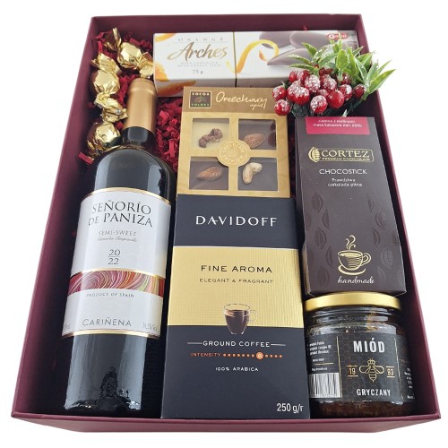 Zestaw świąteczny Klasyka Smaku z kawą Davidoff i półsłodkim winem z Hiszpanii