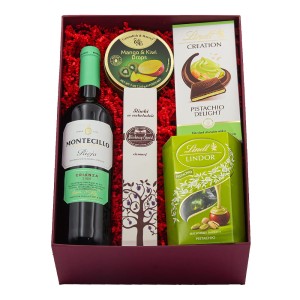 Zestaw upominkowy z winem Montecillo i pistacjowym twistem