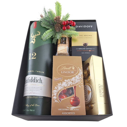 Zestaw prezentowy na święta Magiczny Czas z whisky Glenfiddich i pralinami Lindt