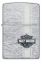 Zapalniczka Zippo w srebrnym wykończeniu z efektem wytarcia i dyskretnym logiem Harley-Davidson.
