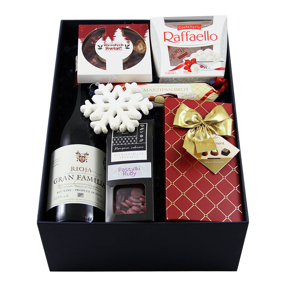 zestaw świąteczny z czerwonym winem